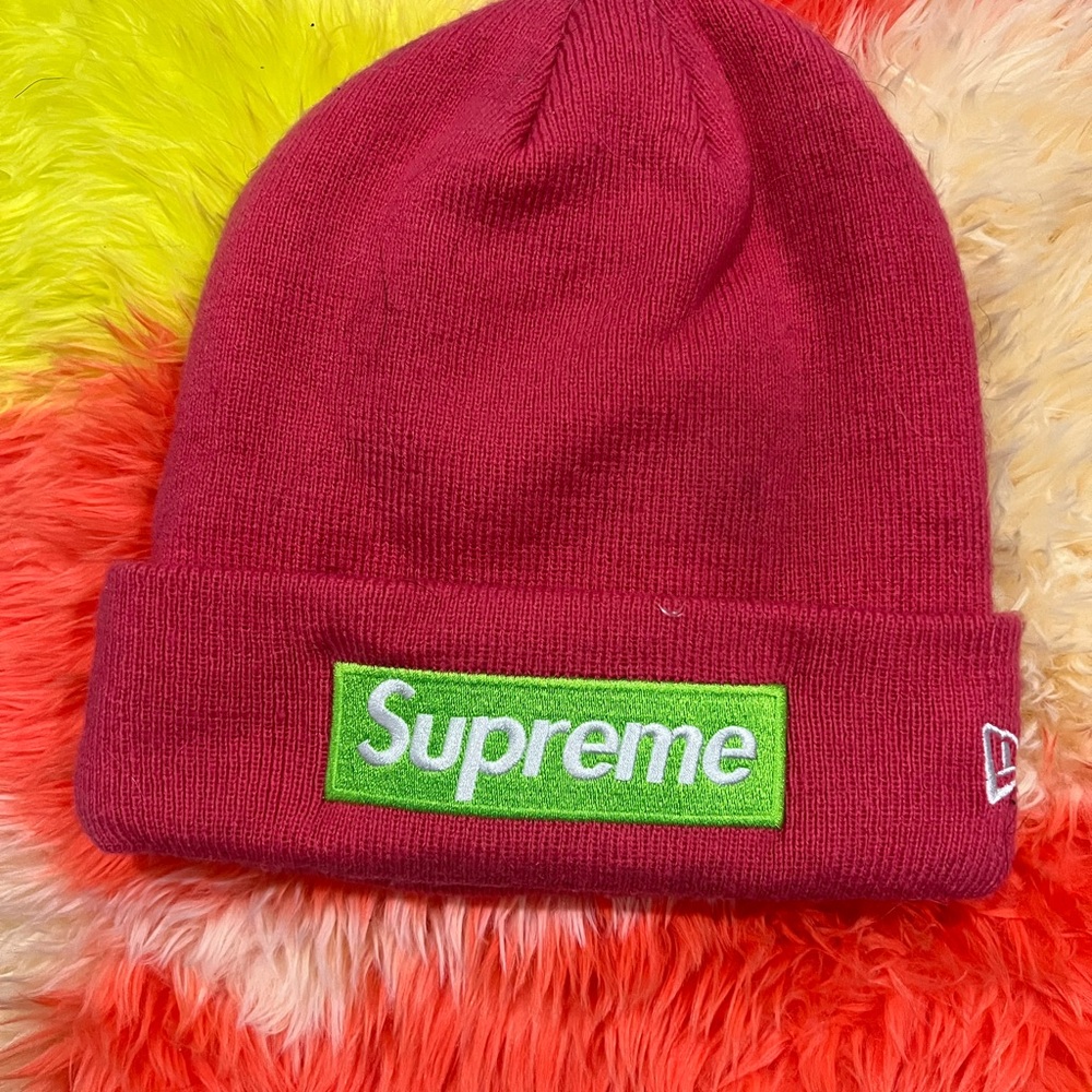Supreme Hot Pink and Neon Green Beanie